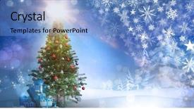  Presentation with shining light - Cool new presentation theme with digital composite of christmas tree backdrop and a light blue colored foreground