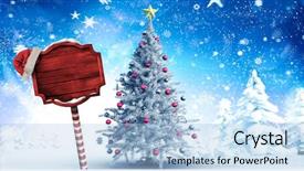  Presentation with winter wonderland - PPT theme enhanced with digital composite of christmas tree background and a light blue colored foreground
