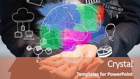  Presentation with brain ischemia - Slide deck having digital composite of color brain background and a coral colored foreground