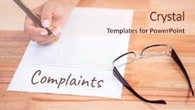  Presentation with composite - Slide set consisting of digital composite of complaints text background and a  colored foreground
