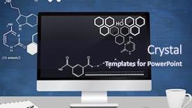  Presentation with computer vision abstract digital eye - Presentation design with digital composite of computer desk background and a wine colored foreground