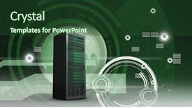 Presentation with information technology - PPT theme with digital composite of computer server background and a  colored foreground