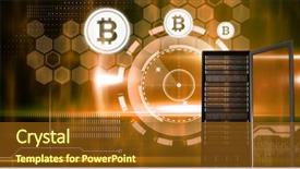  Presentation with information technology - Presentation with digital composite of computer server background and a  colored foreground