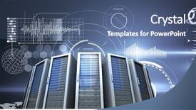  Presentation with information technology - Audience pleasing slide deck consisting of digital composite of computer servers backdrop and a ocean colored foreground