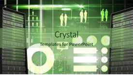  Presentation with information technology - Beautiful slide set featuring digital composite of computer servers backdrop and a seafoam green colored foreground