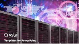  Presentation with information technology - Presentation design with digital composite of computer servers background and a wine colored foreground