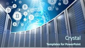  Presentation with information technology - PPT theme having digital composite of computer servers background and a ocean colored foreground