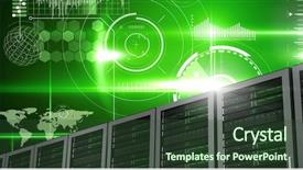  Presentation with information technology - Presentation design featuring digital composite of computer servers background and a tawny brown colored foreground