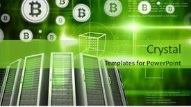  Presentation with information technology - Slide deck featuring digital composite of computer servers background and a yellow colored foreground