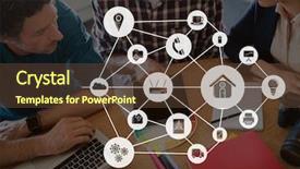  Presentation with oil gas icons - PPT layouts with digital composite of connection icons background and a tawny brown colored foreground