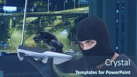  Presentation with composite - PPT layouts consisting of digital-composite-of-criminal-man background and a ocean colored foreground