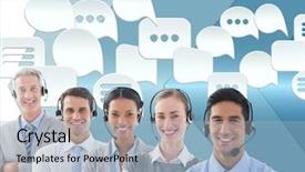  Presentation with health care customer service - PPT layouts consisting of digital composite of customer care background and a light blue colored foreground