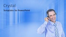  Presentation with customer service - Amazing theme having customer care service man backdrop and a light blue colored foreground