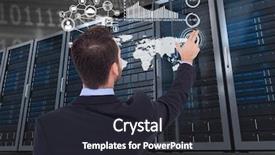  Presentation with power data center - Colorful PPT theme enhanced with digital composite of data center backdrop and a dark gray colored foreground