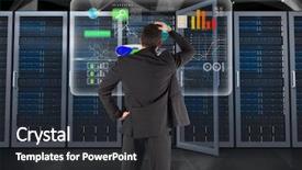  Presentation with data center - Slide deck having digital composite of data center background and a tawny brown colored foreground