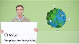  Presentation with digital - Cool new PPT theme with animation globe map - digital composite of delivery man backdrop and a pink colored foreground