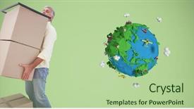  Presentation with compost green earth - Audience pleasing presentation design consisting of animation globe map - digital composite of delivery man backdrop and a mint green colored foreground