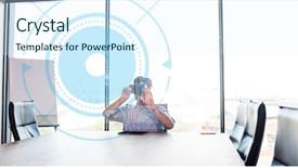  Presentation with digital image - Cool new presentation design with digital composite of digital composite backdrop and a sky blue colored foreground