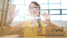  Presentation with digital image - Colorful presentation theme enhanced with digital composite of digital composite backdrop and a yellow colored foreground