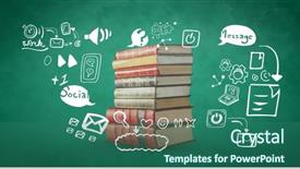  Presentation with digital books - Audience pleasing presentation theme consisting of digital composite of digital composite backdrop and a ocean colored foreground