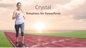  Presentation with running tracks - Amazing PPT layouts having digital composite of digital composite image of female running on tracks backdrop and a lemonade colored foreground