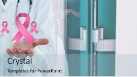  Presentation with breast cancer awareness month - Presentation design enhanced with digital composite of doctor man background and a  colored foreground
