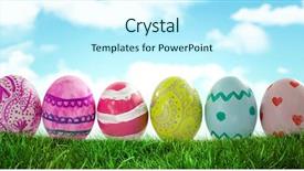  Presentation with sky blue - Audience pleasing slide set consisting of digital composite of easter eggs backdrop and a cool aqua colored foreground