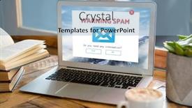  Presentation with spam - Presentation design having digital composite of email spam on the screen background and a light blue colored foreground