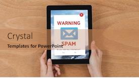  Presentation with spam - Amazing presentation having digital composite of email spam on the screen backdrop and a coral colored foreground