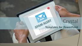  Presentation with spam - Slide set featuring digital composite of email spam on the screen background and a light blue colored foreground