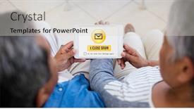  Presentation with spam - Slide set with digital composite of email spam on the screen background and a lemonade colored foreground