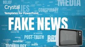  Presentation with fake news - Cool new presentation theme with digital composite of fake news backdrop and a teal colored foreground