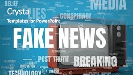  Presentation with fake news - Amazing theme having digital composite of fake news backdrop and a teal colored foreground