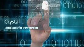  Presentation with binary blue - Colorful slide deck enhanced with digital composite of finger print backdrop and a ocean colored foreground