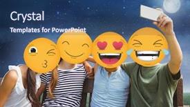  Presentation with composite - Presentation enhanced with digital composite of friends emoji background and a ocean colored foreground