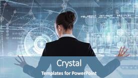  Presentation with interface - Audience pleasing slide set consisting of digital composite of futuristic room backdrop and a teal colored foreground