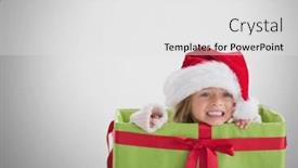  Presentation with girl christmas - Audience pleasing slide deck consisting of grey background inside gift box backdrop and a white colored foreground