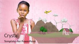  Presentation with compost green earth - PPT theme with animation globe map - digital composite of girl blowing background and a coral colored foreground