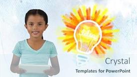  Presentation with light bulb - PPT theme enhanced with digital-composite-of-girl background and a sky blue colored foreground