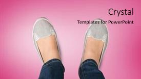  Presentation with feet - Slide set having digital composite of grey shoes background and a coral colored foreground