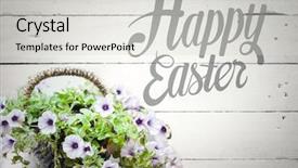  Presentation with wood panel - Audience pleasing theme consisting of digital composite of grey type and purple flowers against white wood panel backdrop and a light gray colored foreground