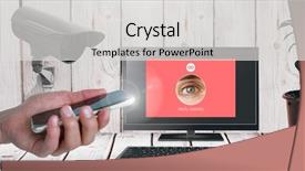  Presentation with digital identity - Slide set with digital composite of hand holding background and a light gray colored foreground