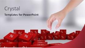  Presentation with percent - Amazing PPT layouts having digital composite of hand open with percent symbol icons backdrop and a light gray colored foreground