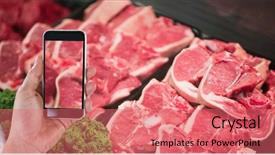  Presentation with grocery store - Presentation theme consisting of digital composite of hand photographing background and a coral colored foreground