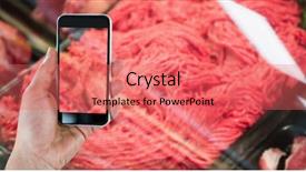  Presentation with grocery store - Slide set with digital composite of hand taking background and a coral colored foreground