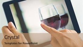  Presentation with hand touching finger digital - Slides featuring digital composite of hand touching background and a coral colored foreground