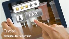  Presentation with review - PPT theme with 3d sel - digital composite of hand touching background and a coral colored foreground