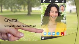  Presentation with chat - Slide deck consisting of hand touching social video background and a yellow colored foreground