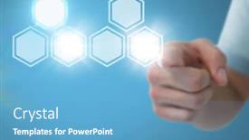  Presentation with hexagons - Slides consisting of digital composite of hand touching icons interface of hexagons background and a teal colored foreground