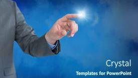  Presentation with glow - Beautiful presentation theme featuring digital composite of hand touching the air with glow backdrop and a ocean colored foreground